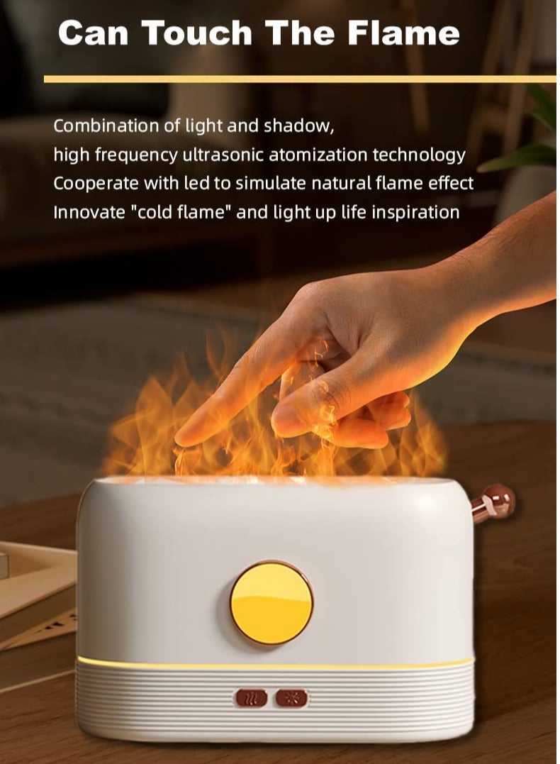 SYOSI Flame Humidifier | Flame Essential Oil Diffuser with Smart Shut Off, 3D Flame Cool Mist Yoga SPA Perfect for Home Bedroom Office and Gifting for Friends and Family  200ml Ultrasonic Aroma | White - Image 4