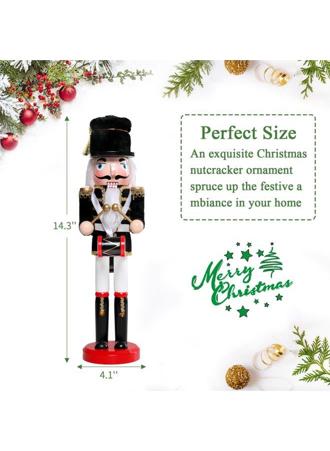 Vipush Christmas Wooden Nutcracker Soldier - 15 Inch The Drummer Dressed in Black Figure Ornament Desktop Xmas Puppet Decor Doll Pendant for Party Store Home - Image 2