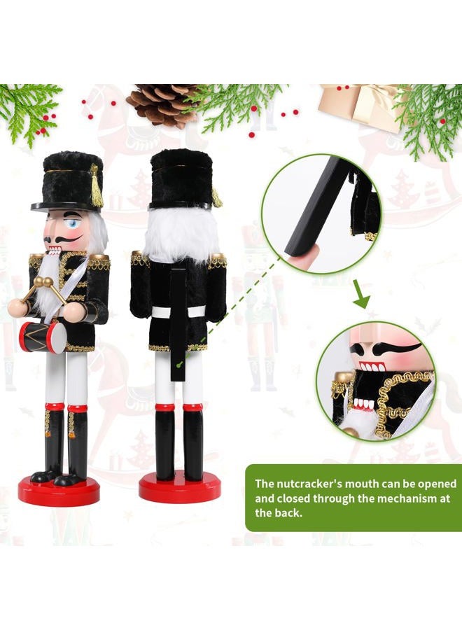 Vipush Christmas Wooden Nutcracker Soldier - 15 Inch The Drummer Dressed in Black Figure Ornament Desktop Xmas Puppet Decor Doll Pendant for Party Store Home - Image 4