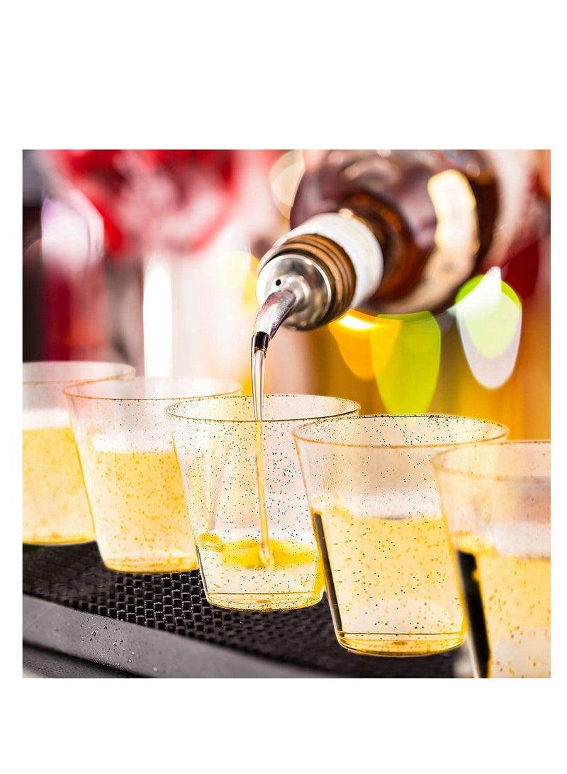 KASTWAVE Gold Plastic Cups, 25pcs Gold Plastic Cups,  10Oz Clear Plastic Cups Tumblers, Disposable Gold Glitter Plastic Cups, Clear Plastic Cups Tumblers, Wedding,Thanksgiving, Party Cups  - Image 4