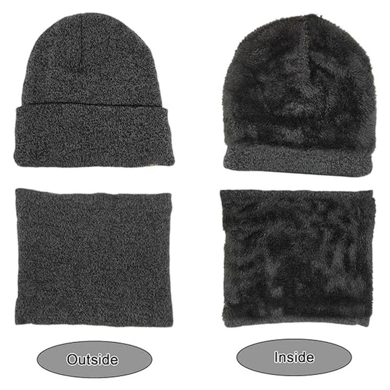 Bukela Winter Beanie Hat Scarf Touchscreen Gloves Set, Knit Thick Fleece Lined Warm Touchscreen Gloves Beanie Scarf Set for Men and Women, Women Winter Hats 3-Piece Warmer Set (Grey) - Image 3