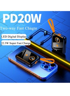 xinzhen P5 High Capacity Power Bank 10000mAh - 22.5W Fast Charging, Built-in Cable, LCD Display, Type-C & USB Ports, Comprehensive Protection White  - Image 4