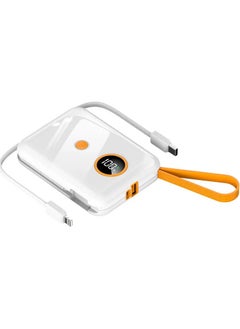 xinzhen P5 High Capacity Power Bank 10000mAh - 22.5W Fast Charging, Built-in Cable, LCD Display, Type-C & USB Ports, Comprehensive Protection White  - Image 2