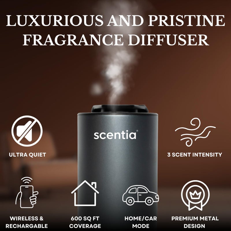 SCENTIA Waterless Essential Oil Diffuser Starter Kit-Wireless Portable Scent Diffuser for Home Room Car Office, Smart Car Freshener, Dual Modes, Auto Shut-Off, 3 Mist Levels, Ambient Light, Valentine Gift - Image 2