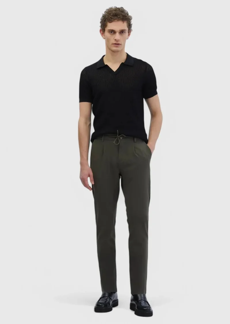 RAMSEY Khaki Weaving Jogging Fit Casual Trousers