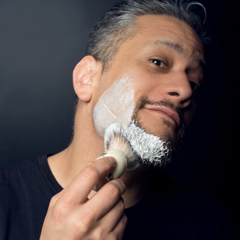 Vikings Blade Luxury Shaving Brush for Men by VIKINGS BLADE, Ultra Heavy Acrylic & 316L Steel Handle, Super Strong Knot Backbone, Minimal Shedding, Fast Lather, Extremely Smooth & Plush on Skin (White Knight) - Image 5