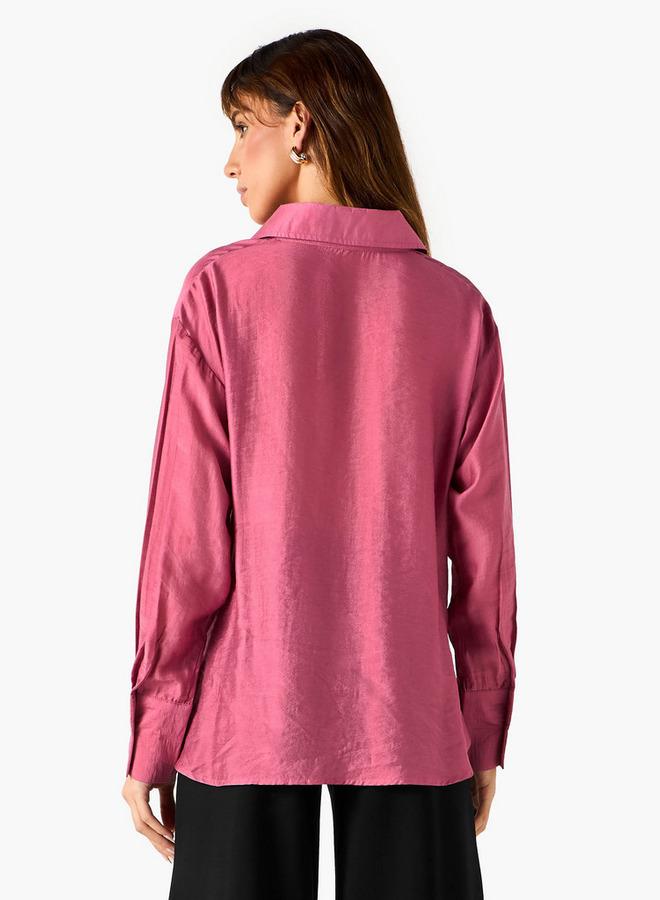 ايكونيك قميص كلاسيكي بياقة وتفاصيل عقدة - Image 3