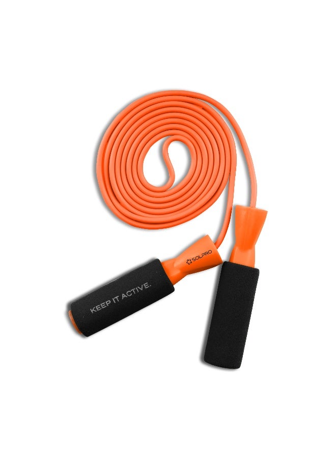 SOLPRO SF071 Jump Rope for Men, Women & Kids|Adjustable Length, TangleFree, Foam Handles|SweatResistant Grip|Ideal for Cardio, Fitness, CrossFit, HIIT, Weight Loss, Home & Gym Workouts (Orange) - Image 1