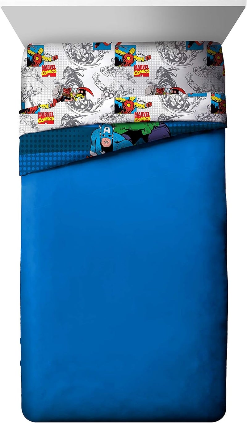 Jay Franco Marvel Avengers Good Guys Twin/Full Comforter - Super Soft Kids Reversible Bedding features Iron Man, Hulk, Captain America, and Spiderman - Fade Resistant Polyester (Official Marvel Product) - Image 2