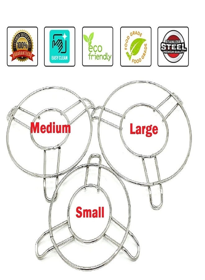 Epraiser Sturdy Premium Stainless Steel Table Ring (Pack of 3) Hot Pot Stand for Hot Plates/Utensils, Cooker and Tableware/Cookware etc - Image 3