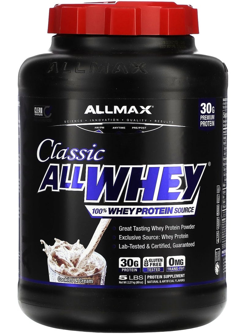 Allmax Classic AllWhey, 100% Whey Protein Source, Cookies & Cream, 5 lbs. (2.27 kg)
