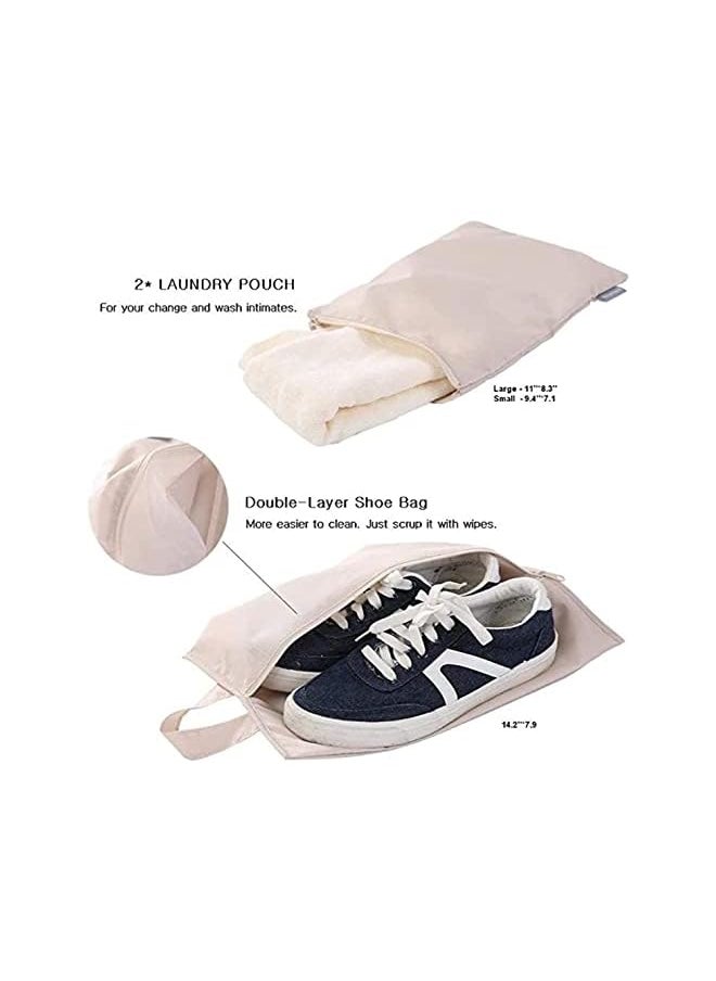 Pritzker 7CS Set Travel Luggage Organizer, Pritzker Storage Bag Waterproof Traveling Accessories Pouches Clothes Suitcase Packing Organizers (Beige)  - Image 4