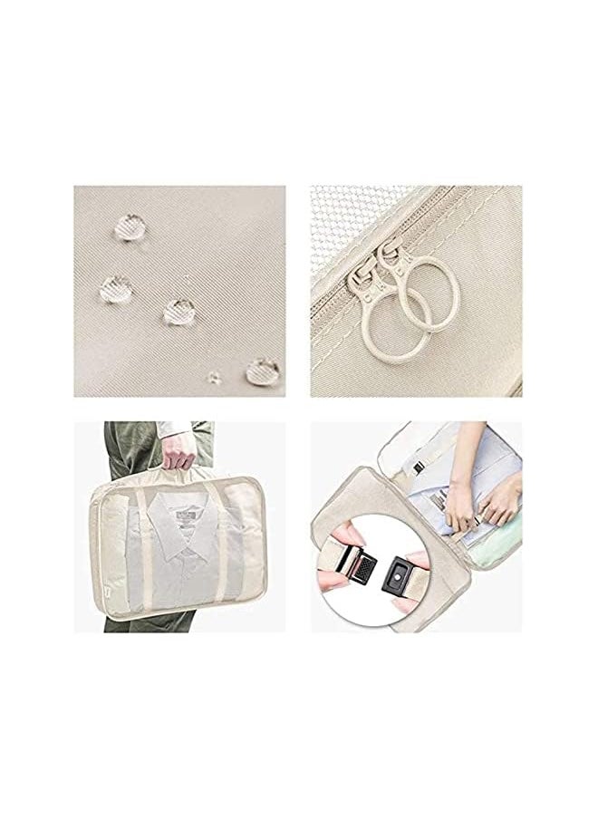 Pritzker 7CS Set Travel Luggage Organizer, Pritzker Storage Bag Waterproof Traveling Accessories Pouches Clothes Suitcase Packing Organizers (Beige)  - Image 5