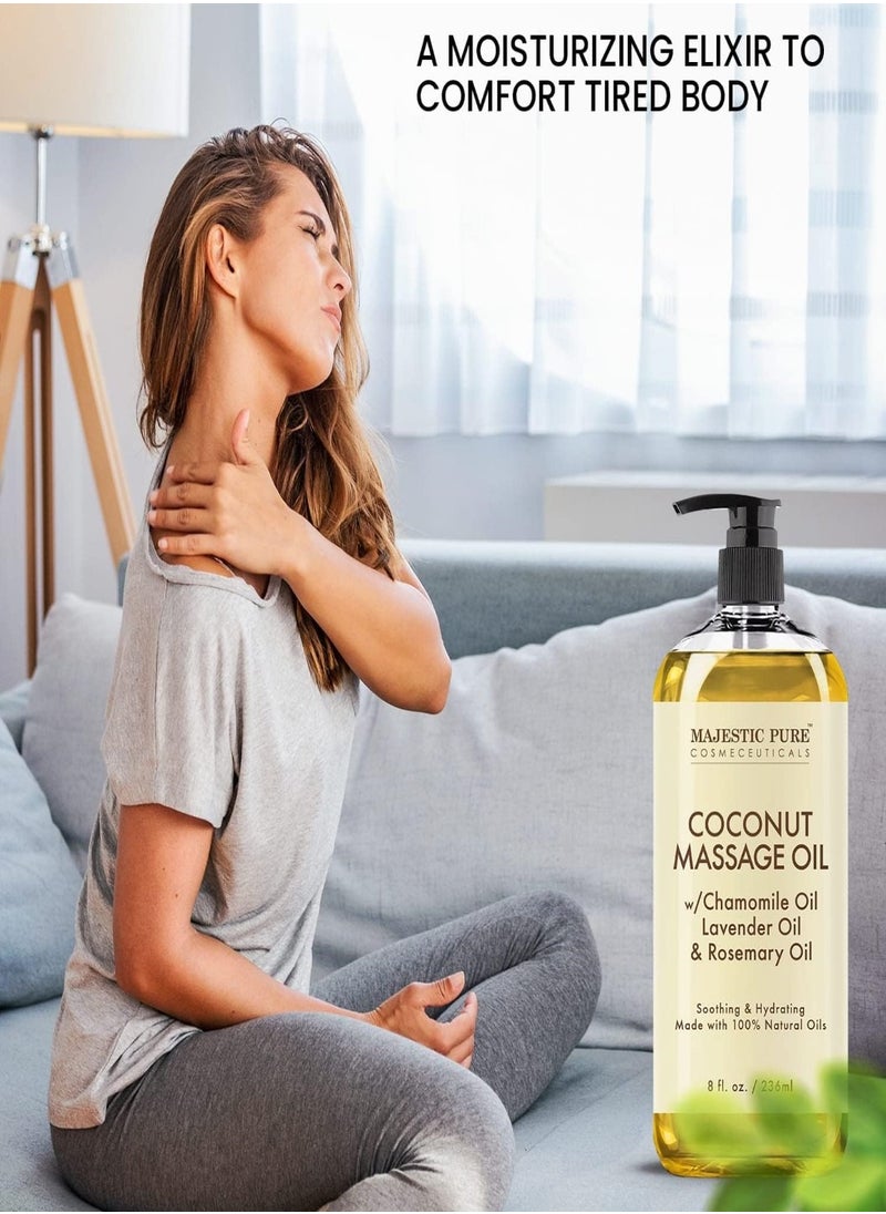 Majestic Pure Coconut Massage Oil - 236 ml | Ultra-Glide Formula with Soothing Aroma | Natural Oils for Massage Therapy & Pain Relief | Suitable for All Skin Types - Men & Women  - Image 5