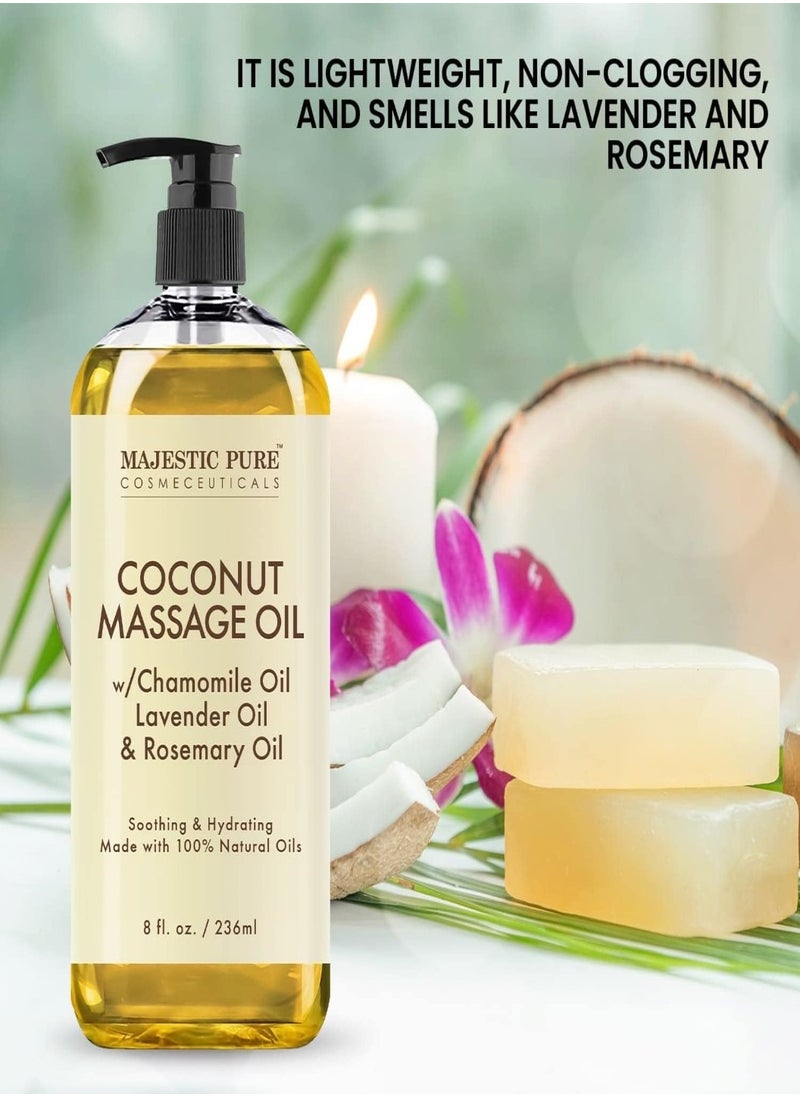 Majestic Pure Coconut Massage Oil - 236 ml | Ultra-Glide Formula with Soothing Aroma | Natural Oils for Massage Therapy & Pain Relief | Suitable for All Skin Types - Men & Women  - Image 3