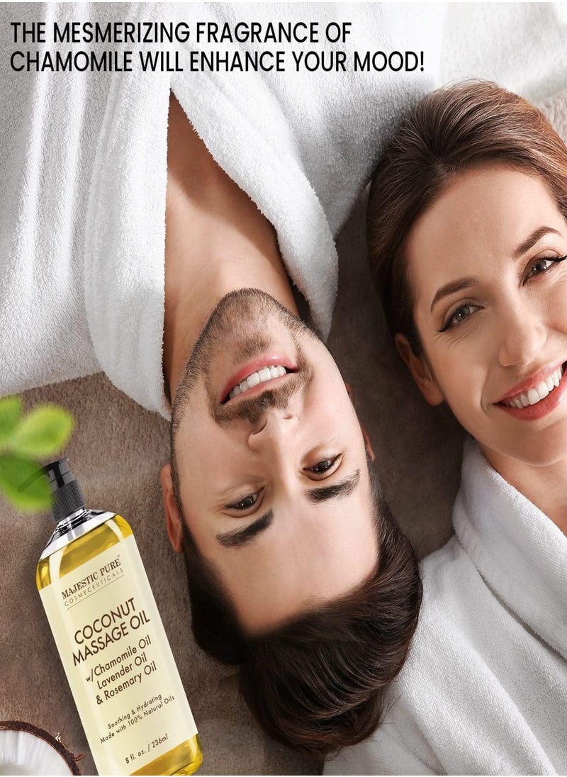 Majestic Pure Coconut Massage Oil - 236 ml | Ultra-Glide Formula with Soothing Aroma | Natural Oils for Massage Therapy & Pain Relief | Suitable for All Skin Types - Men & Women  - Image 4
