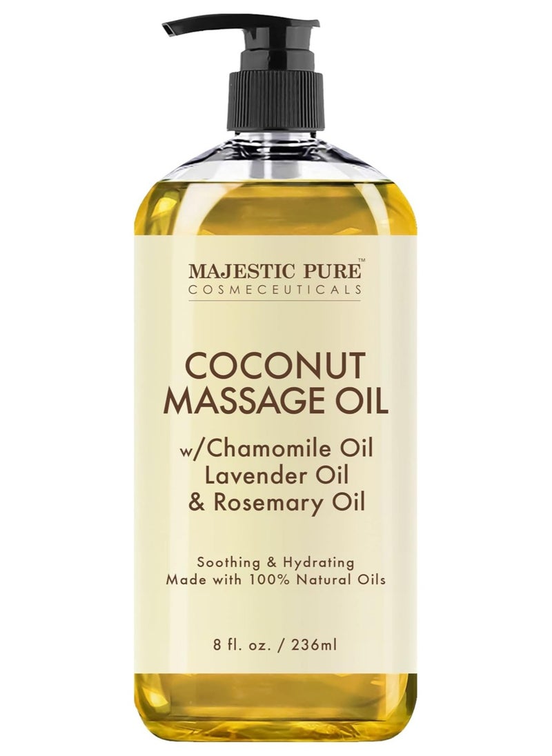 Majestic Pure Coconut Massage Oil - 236 ml | Ultra-Glide Formula with Soothing Aroma | Natural Oils for Massage Therapy & Pain Relief | Suitable for All Skin Types - Men & Women  - Image 1