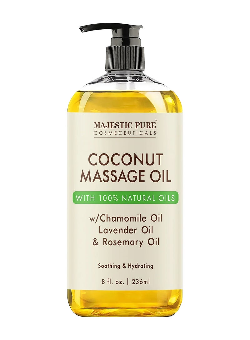 Majestic Pure Coconut Massage Oil - 236 ml | Ultra-Glide Formula with Soothing Aroma | Natural Oils for Massage Therapy & Pain Relief | Suitable for All Skin Types - Men & Women - Image 1