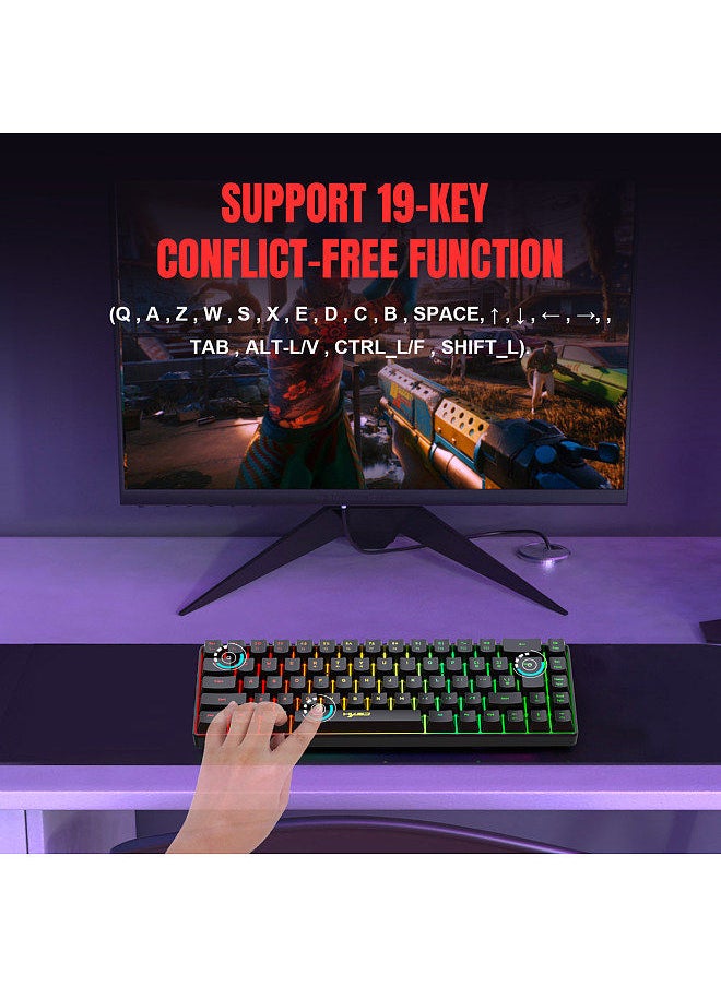 Generic - V200 Wired K68 RGB Streamer Mini Gaming Keyboard 19-Key Conflict-Free Membrane Keyboard but Mechanical Feel for Game/Office - Image 1
