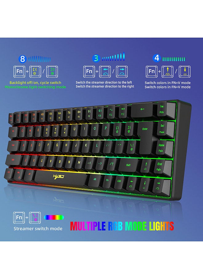 Generic - V200 Wired K68 RGB Streamer Mini Gaming Keyboard 19-Key Conflict-Free Membrane Keyboard but Mechanical Feel for Game/Office - Image 1