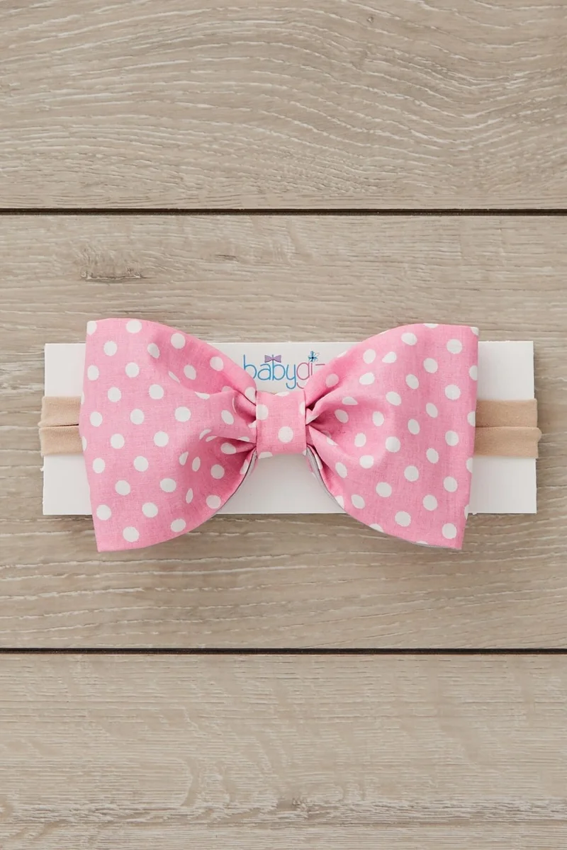 بيبيجيز Handmade Big Bow Natural Cotton Baby Kids Girls Hair Band Cool Pink