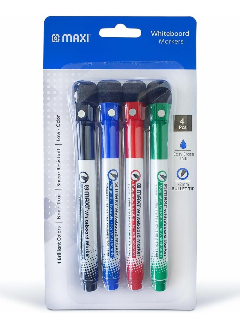 Maxi - 4-Piece Magnetic Whiteboard Marker with Eraser Multicolour - Image 1