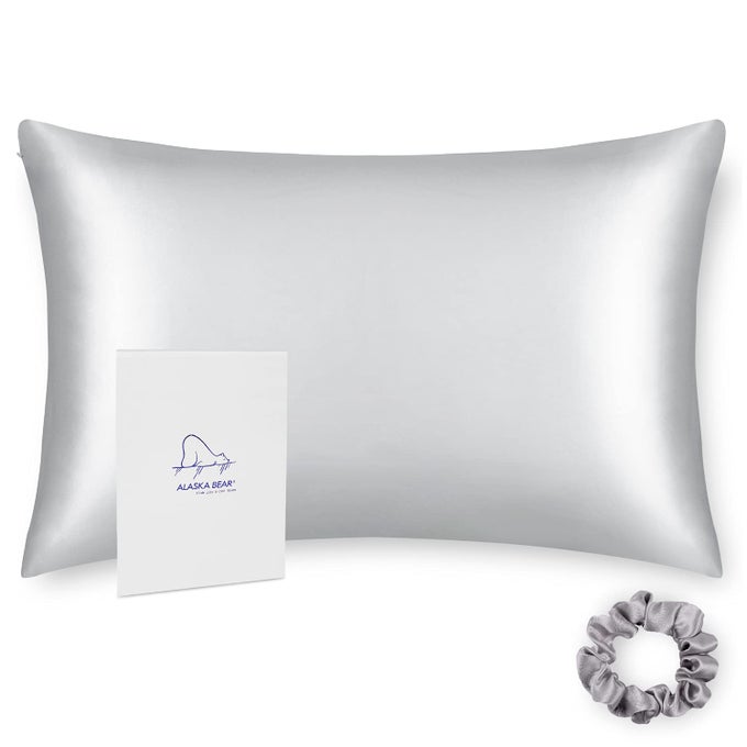 100 PURE MULBERRY SILK PILLOWCASE FOR CURLY HAIR WIFE WOMEN MOTHER HER GRANDMA PILLOW SLIP MACHINE WASHABLE KING 1PC SILVER