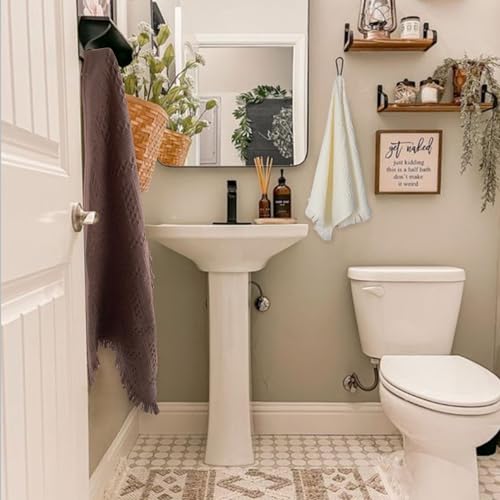 YoulerTex Luxury Decorative Hand Towels Bathroom: 2 Packs 14X30 100% Cotton Turkish Absorbent Soft Face Towel Set for Boho Bathroom Decor Kitchen Hotel Spa Farmhouse Guest Tea Gift (Cream White, 14"x30") - Image 3