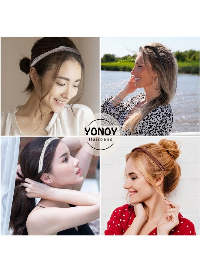 يونوي مجموعة عصابات رأس YONOY المعقودة - 5 إكسسوارات تصفيف شعر جلدية لطيفة للنساء والفتيات، عصابات رأس غير قابلة للانزلاق بخمسة ألوان - Image 4