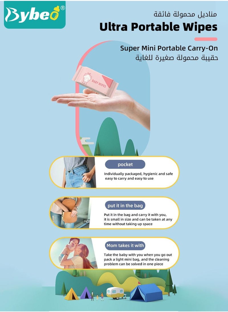Bybeo - Portable Mini Wet Wipes, Hand & Mouth Cleansing Tissue Paper for Babies, Students, and Children High Quality - Image 1