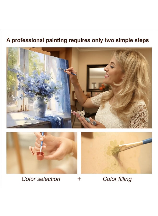 HZYH Flowers Paint by Numbers Kit for Adults, 16x20 Inch DIY Acrylic Painting on Canvas (No Frame), Vase and Window Scene, Beginner-Friendly Art for Home Wall Decor - Image 4