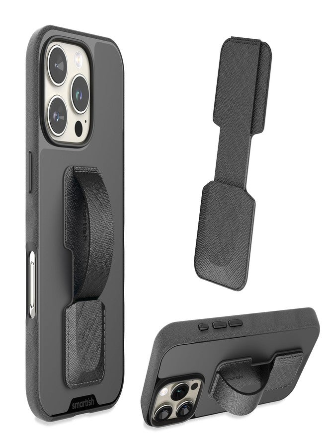 Smartish Phone Grip Loop - Prop Tart - Pop Out Finger Strap and Holder with Kickstand [Compatible with All iPhone & Android Phones] Stick On Phone Ring for All Phone Models - Black Tie Affair - Image 1