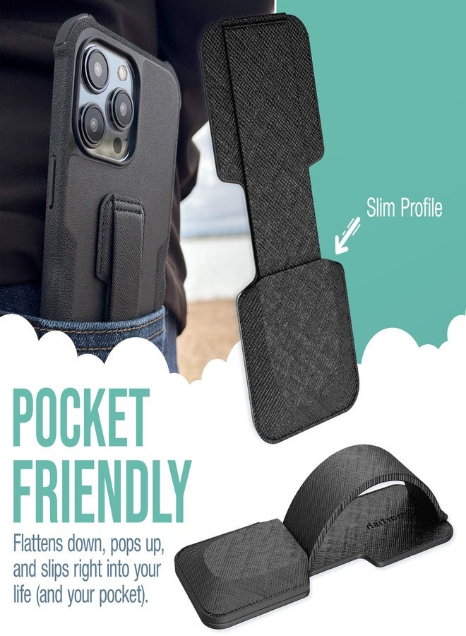 Smartish Phone Grip Loop - Prop Tart - Pop Out Finger Strap and Holder with Kickstand [Compatible with All iPhone & Android Phones] Stick On Phone Ring for All Phone Models - Black Tie Affair - Image 3