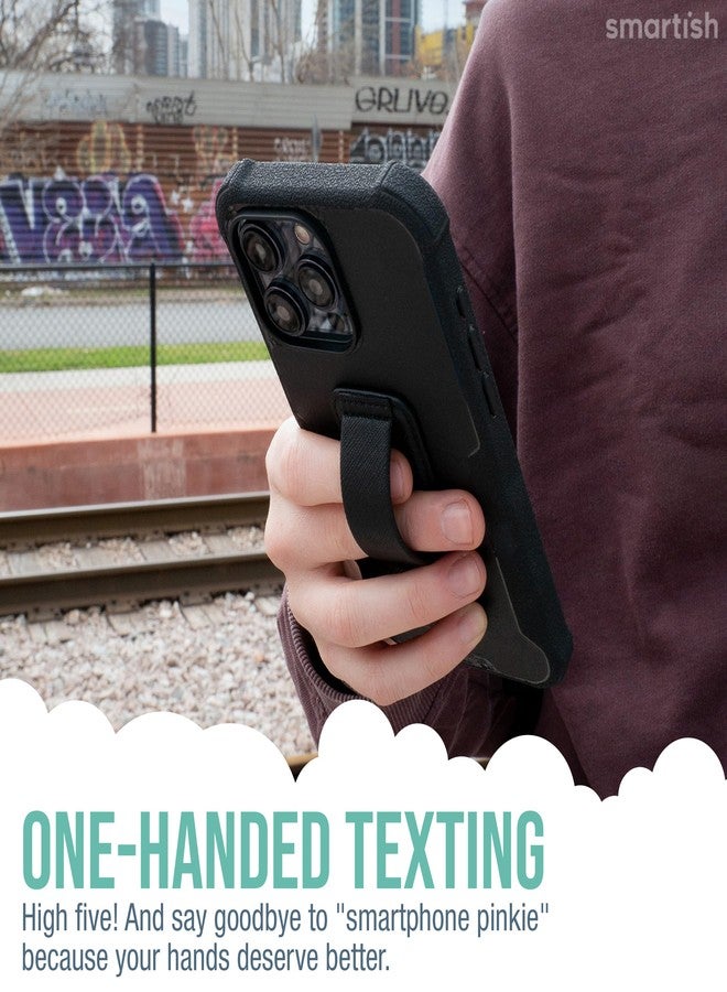 Smartish Phone Grip Loop - Prop Tart - Pop Out Finger Strap and Holder with Kickstand [Compatible with All iPhone & Android Phones] Stick On Phone Ring for All Phone Models - Black Tie Affair - Image 2