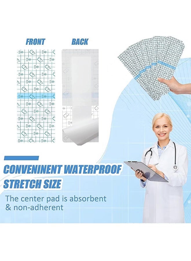 5 Pcs Waterproof Wound Dressing, Transparent Adhesive Bandages for Tattoos, Post-Surgical Wounds, Shower Protection, Medical-Grade, Stretchable & Non-Allergic, 10*20cm - Image 3