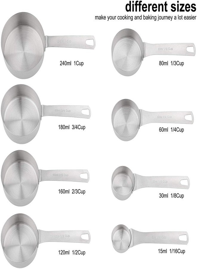 Hotsyang Measuring Cups and Spoons Set, 18/8 Metric & US Stainless Steel 8 Measuring Cups & 9 Spoons with 1 Leveler & 1 Measurement Conversion Chart for Baking & Kitchen - Image 2