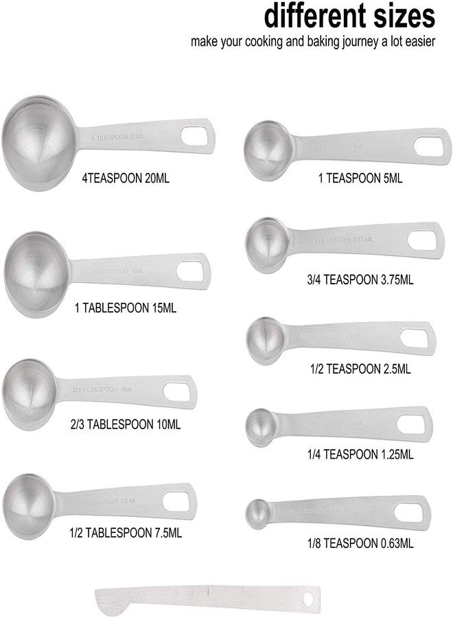 Hotsyang Measuring Cups and Spoons Set, 18/8 Metric & US Stainless Steel 8 Measuring Cups & 9 Spoons with 1 Leveler & 1 Measurement Conversion Chart for Baking & Kitchen - Image 3