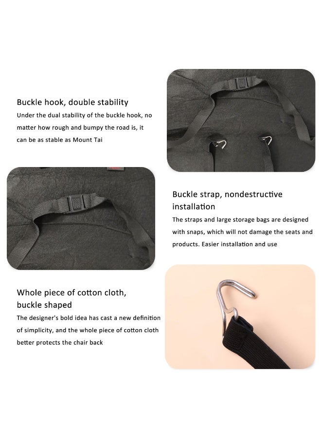 Premium Faux Leather Universal Backseat Organizer and Kick Mat for Cars, Trucks, and SUVs  Durable, Easy-Clean Protector with Deep Storage Pockets, Tablet Sleeve, and Tissue Holder  Non-Destructive Buckle-Strap Fastening - Image 5