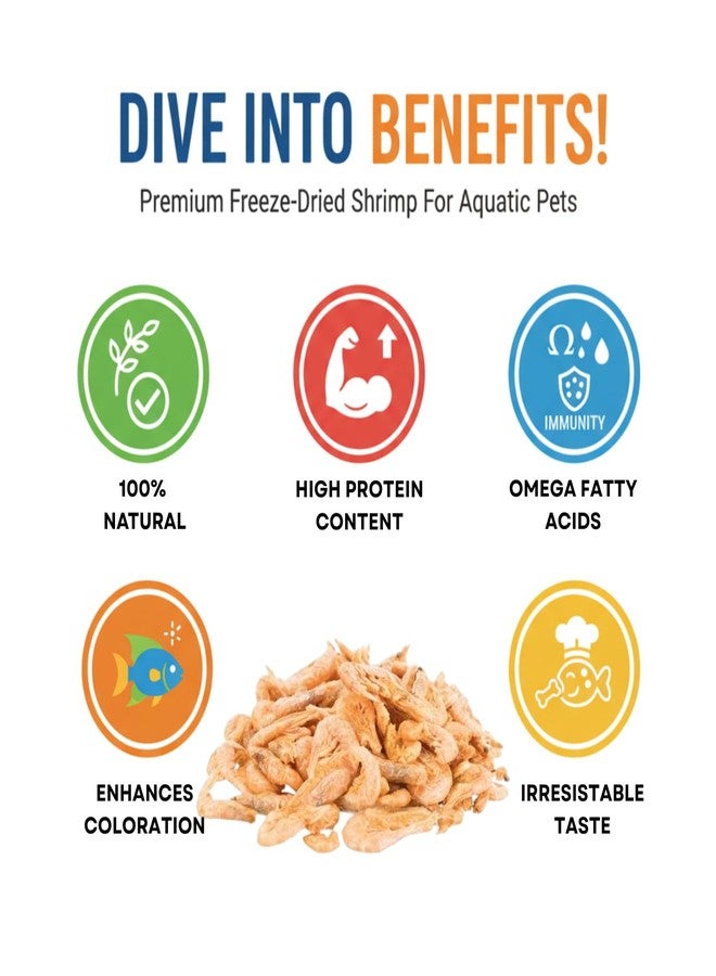 روبيان مجفف بالتجميد E مناسب لأسماك الأروانا، والفلاور هورن، والأوسكار، والببغاء الأحمر، وجميع أسماك الزينة (25 غرام) - Image 2