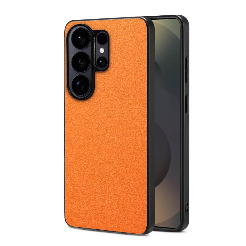 Drop Protection Leather Texture for Samsung Galaxy A23 and Texture and Calf Grain Pattern in Orange for School Days - Image 1