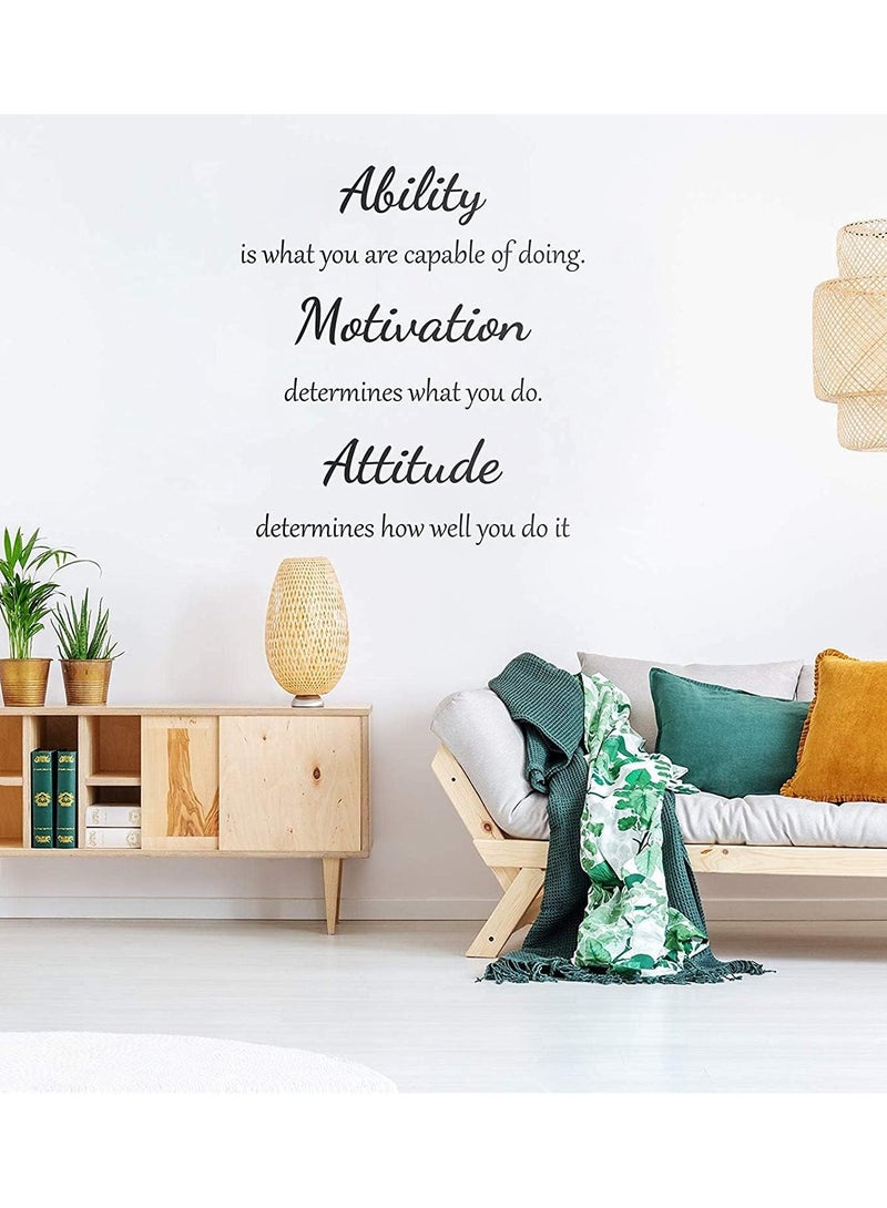 2 Sheets Vinyl Wall Quotes Stickers, Ability Motivation Attitude Believe in Yourself Inspirational Saying Home Decals Quote, Home Decor for Office School Classroom Teen Dorm Room Wall Decal (Black) - Image 3