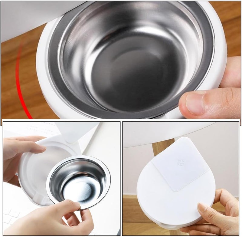 GALPADA Stainless Steel Hidden Ashtray with Cover, Rotatable under Desk Ashtray for Smokers, White Self-adhesive Indoor Cigarette Ash Container for Home and Office - Image 3