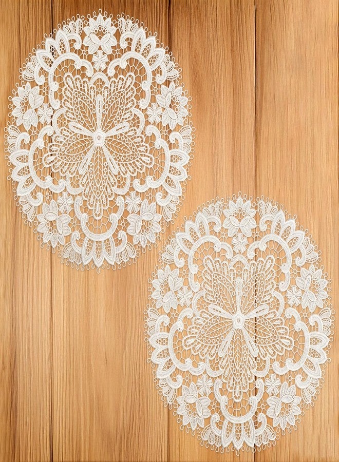 Zelphvt 2 PCS Lace Doilies for Tables, 11 Inch Lace Placemats Doily Round Vintage Crochet Coasters for Tables Kitchen Dining Room Wedding Birthday Party Decoration - Image 1