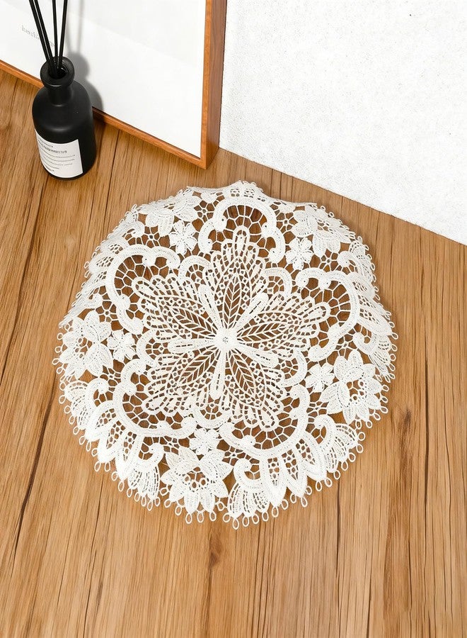 Zelphvt 2 PCS Lace Doilies for Tables, 11 Inch Lace Placemats Doily Round Vintage Crochet Coasters for Tables Kitchen Dining Room Wedding Birthday Party Decoration - Image 4