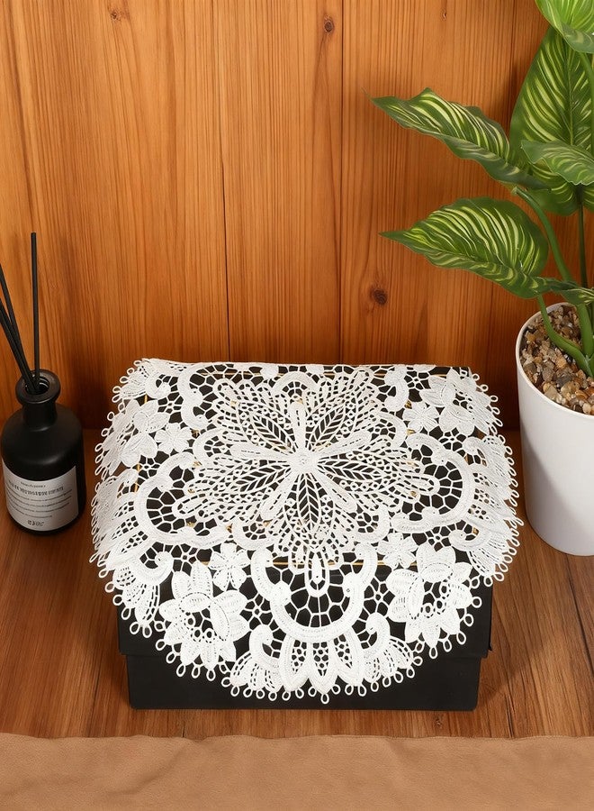 Zelphvt 2 PCS Lace Doilies for Tables, 11 Inch Lace Placemats Doily Round Vintage Crochet Coasters for Tables Kitchen Dining Room Wedding Birthday Party Decoration - Image 5