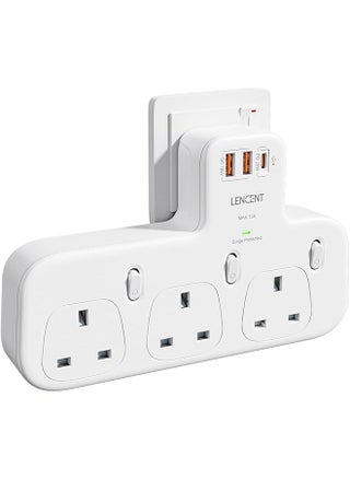 LENCENT 3 Way Plug Extension with PD 20W USB-C & 2 USB-A QC 3.0, Multi Plug Adaptor UK with Individual Switches, Surge Protected Plug Extender Wall Socket for Home, Kitchen, Office, 13A 3250W - pzsku/Z89DCAB3CA121971C2DFBZ/45/_/1742071220/09be5624-c633-40f6-a9f8-d0c1d775a156