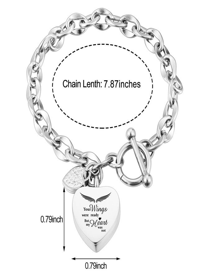 XIUDA Heart Urn Bracelet for Ashes Stainless Steel Memorial Jewelry Cremation Bracelet Locket Holder Bangle Link Chain for Women Men - Image 3