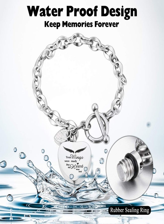 XIUDA Heart Urn Bracelet for Ashes Stainless Steel Memorial Jewelry Cremation Bracelet Locket Holder Bangle Link Chain for Women Men - Image 5