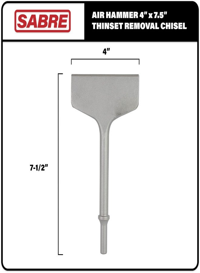 Sabre Tools 4 Inch x 7.5 Inch Air Hammer Chisel Bit for Thinset Removal, Thinset Scaling, Tile Removal, Pneumatic Chisel, 0.401 Shank - Image 2