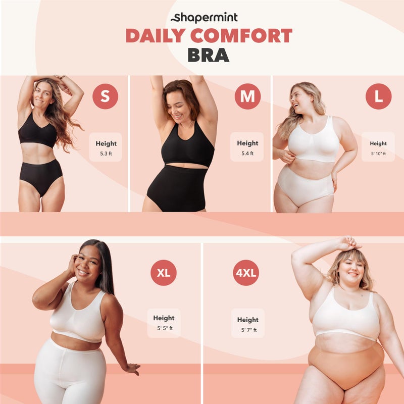 SHAPERMINT Bras for Women - Bras for Women no Underwire, Bralettes for Women Plus Size, Wireless Push up Bra Black - Image 3